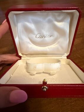 Cartier Red Jewelry Box with Cream Interior and Gold Clasp